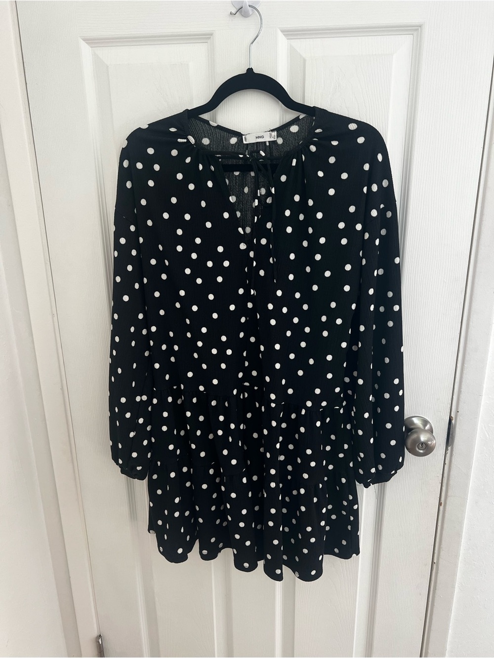 Mango‎ Black and White Polka Dot Mini Dress